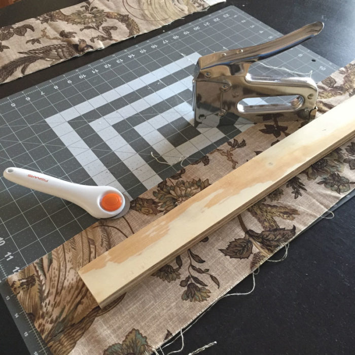 Allow enough fabric or canvas to cover the wood on the DIY Clay Wedging Board